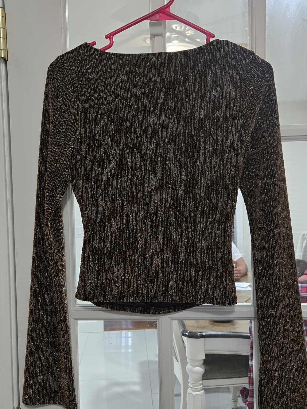 Francesca's Collections Black Metallic Scoop Neck Sweater